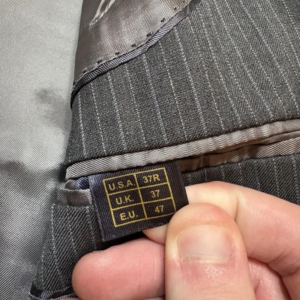 Brooks Brothers 346 Blazer Suit Jacket Mens 37R Gray Pinstripe Sport Coat Stretc